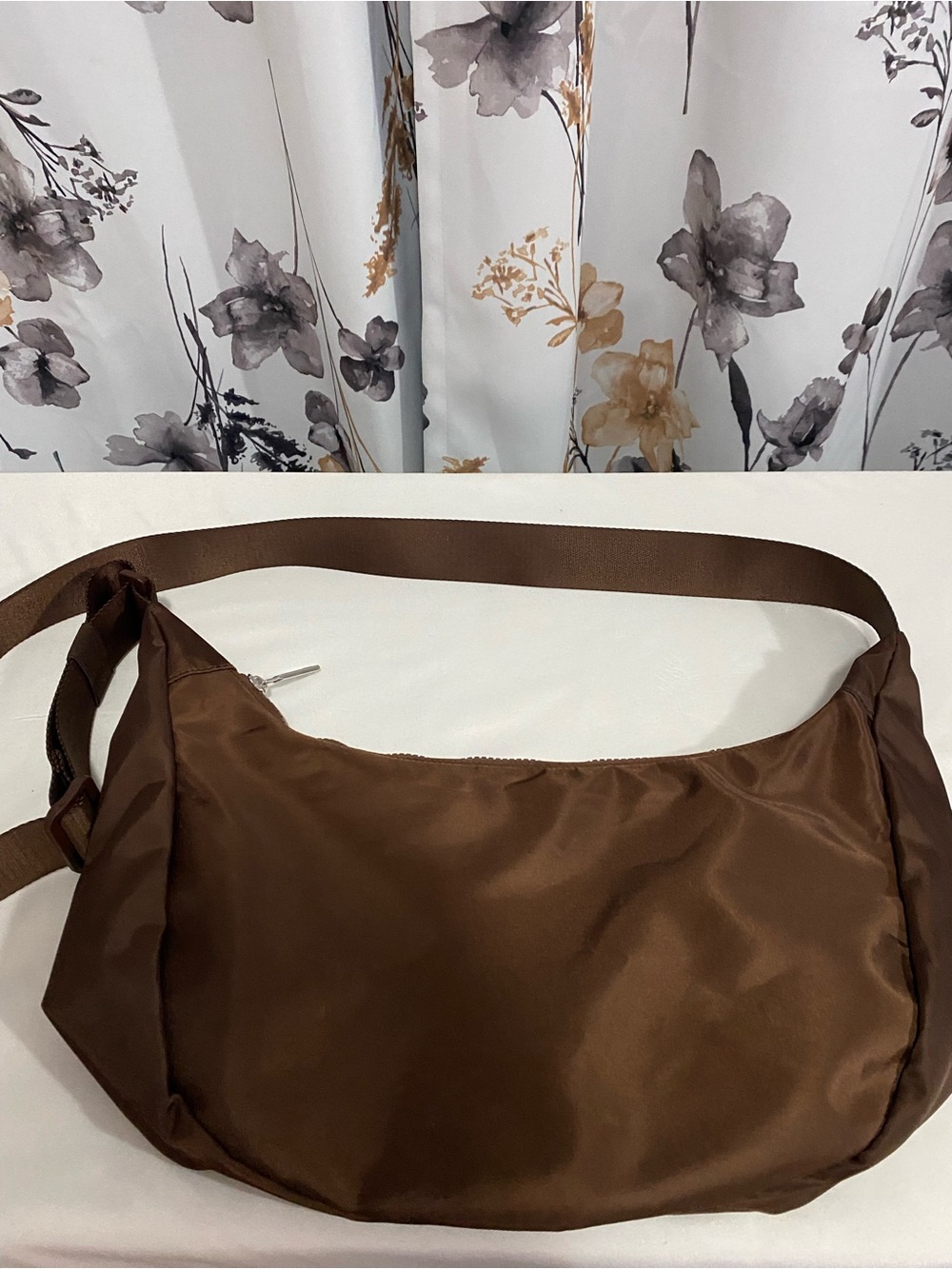 Women’s Brown Medium Size Crossbody Nylon Purse